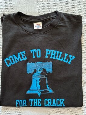 Black Short-Sleeve Tee with Blue Liberty Bell Graphic